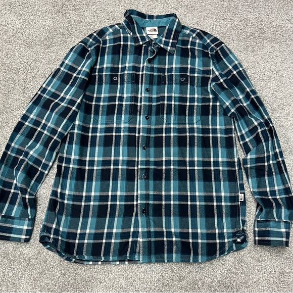 The North Face Shirt Mens L Blue Plaid Arroyo Flannel Commute Outdoor Workwear - Picture 1 of 8